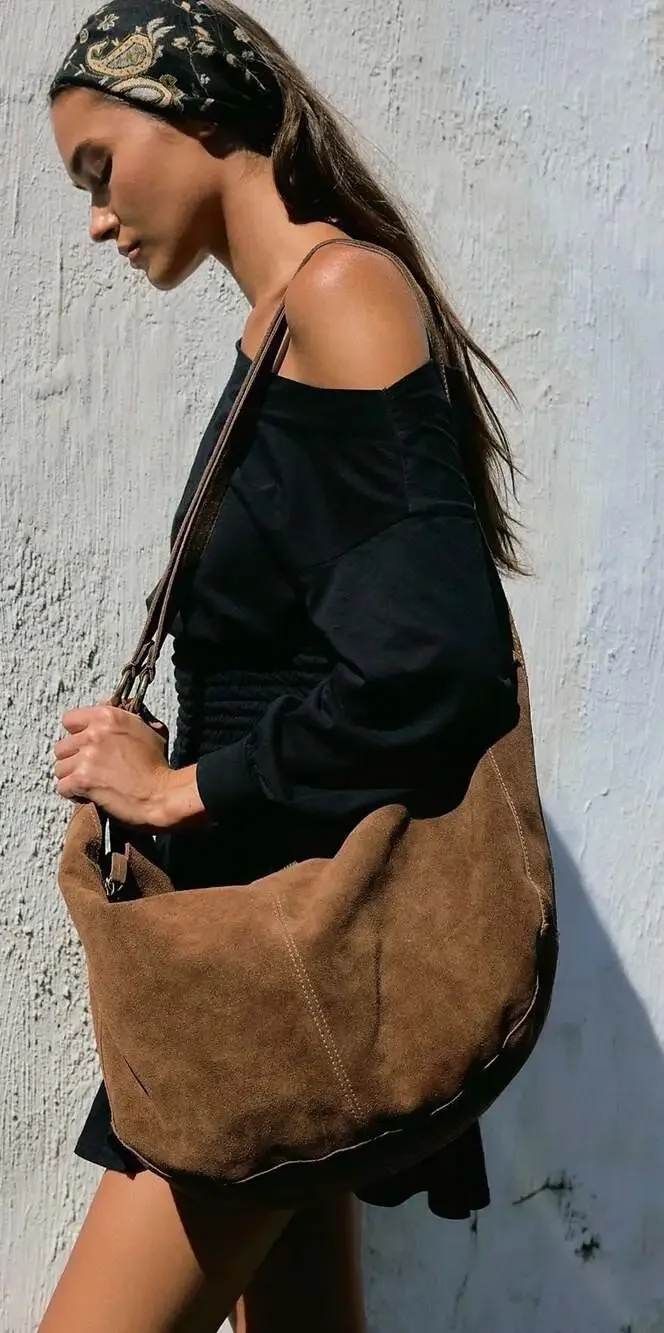 Free People Roma Suede Hobo Tote Bag